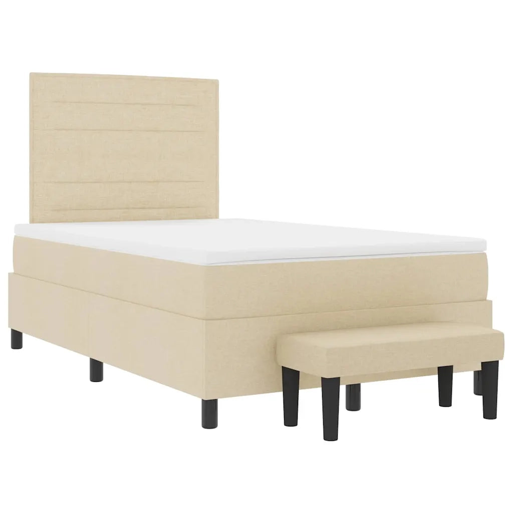 Letto a molle con testiera Crema 120 x 200 cm Tessuto 3343986