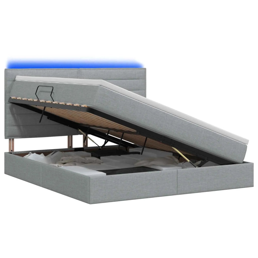 Letto con contenitore LED e materasso Grigio Chiaro 3459885