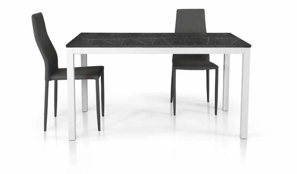 Tavolo allungabile piano nobilitato finitura marmo l.160 p.90 h.75