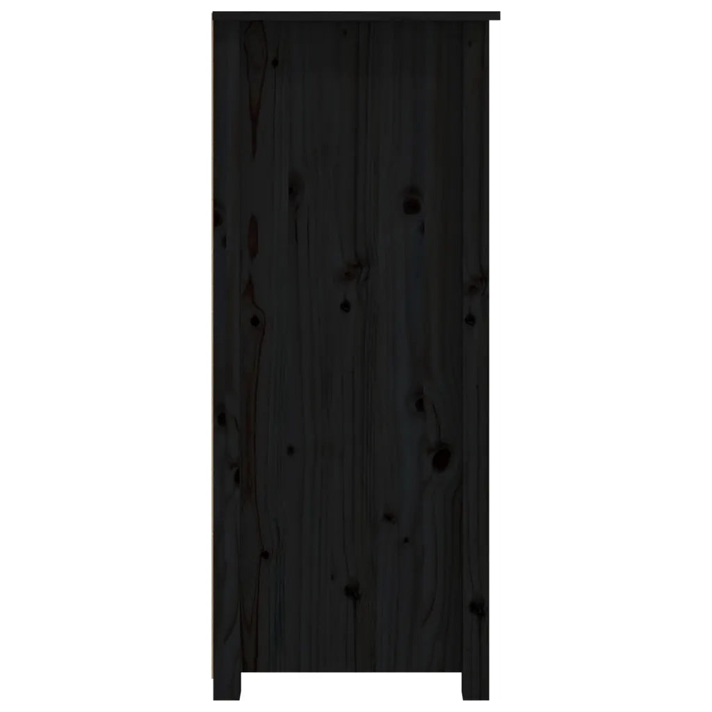 Credenza Nera 83x41,5x100 cm in Legno Massello di Pino 821511