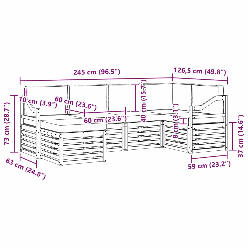 Set divano sezionale con cuscino 6 pcs Naturale e Beige 3375108