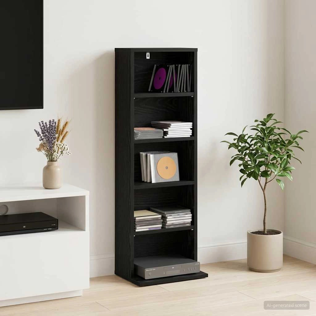 Mobile per CD Rovere Nero 33 x 23,5 x 97,5 cm 8012692