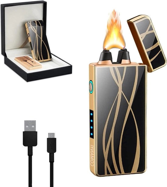 Anastaticatore a plasma - ricaricabile via USB - ermetico - resistente alle fiamme - indicatore di batteria - candela a LED (streamline)