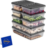 Contenitori alimentari sovrapponibili, set di contenitori di archiviazione, organizzatore del congelatore e del frigorifero con coperchio, resistente al congelamento fino a -25 °C, scatole riciclabili per carni (8 miste (6x600 2x1200))