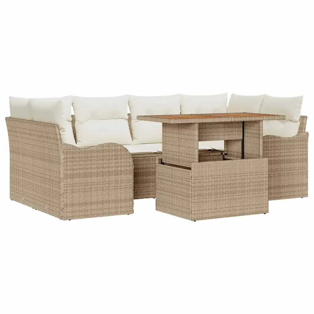 Set Divano da Giardino 7 pcs Beige Poly Rattan 3358150