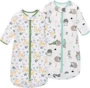 Set di 2 sacchi a pelo per bambini portatili in cotone 100% con maniche lunghe per bambini da 0 a 18 mesi - uccello coniglio S