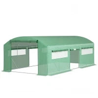 Serra a Tunnel con 3 Porte Avvolgibili e 6 Finestrelle, in Acciaio Zincato e PE, 6x3x2 m, Verde