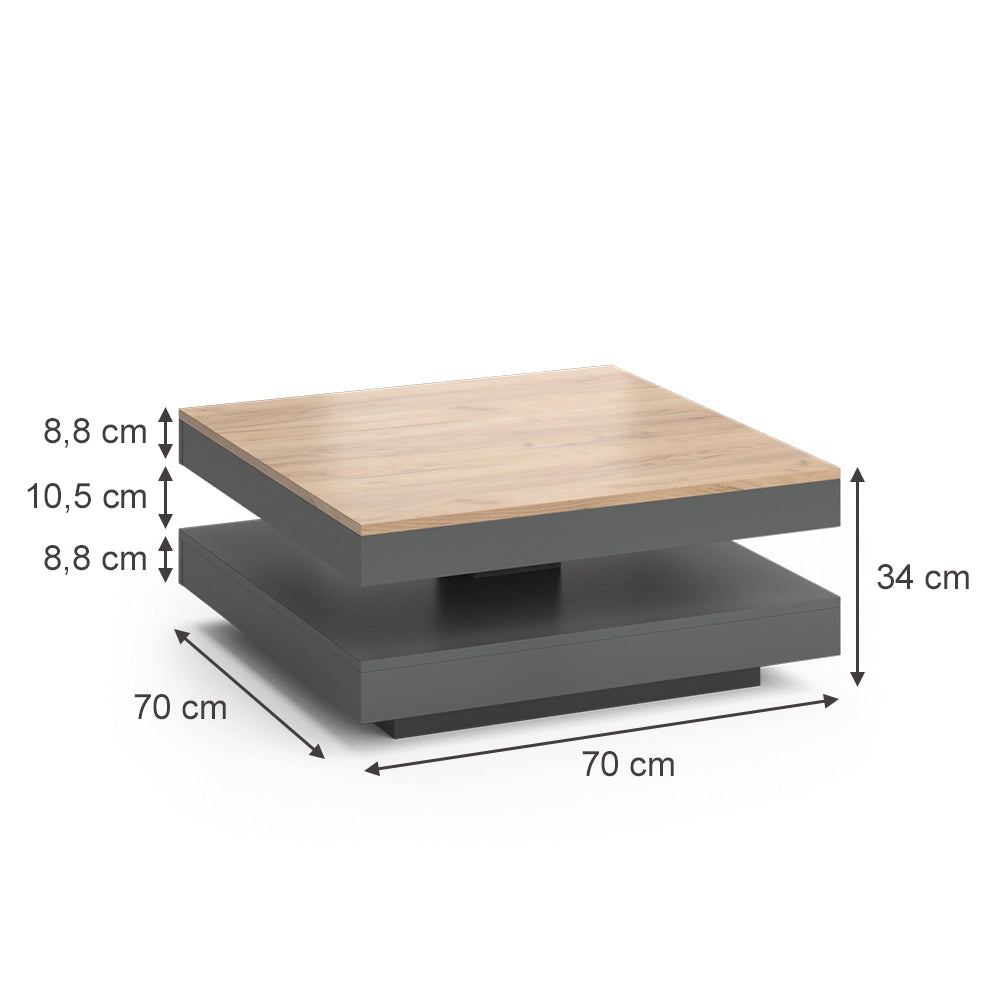 Vicco Tavolino da caffè Antracite 70 x 70 cm