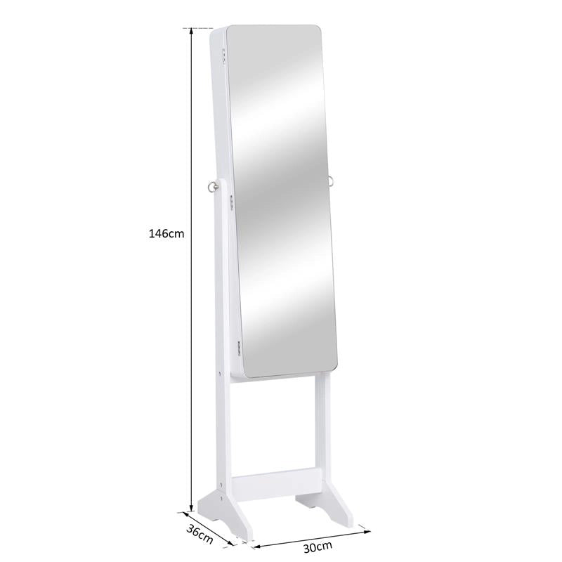 ARMADIO PORTAGIOIE CON SPECCHIO CON LUCI LED 30X146X36CM BIANCO