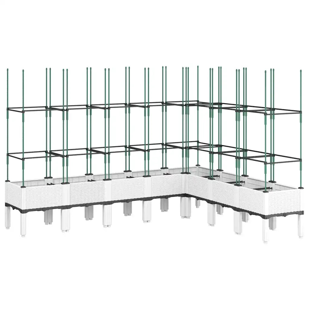 Fioriera | Cassetta per fiori | Vaso da Giardino con Traliccio Bianco 200x160x142,5cm in PP