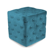 Pouf poggiapiedi quadrato, pouf divano in velluto blu petrolio - Otto - PO27OT