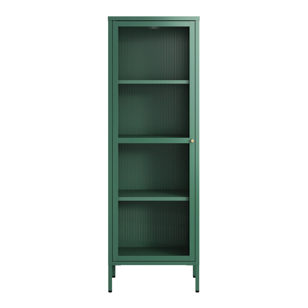 Armadio a Vetrata Säkylä con 4 Scomparti 150 x 50 x 35 cm in Acciaio - Verde Abete [en.casa]