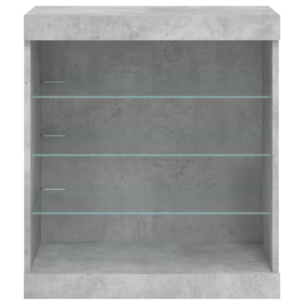 Credenza | Madia | Buffet da pranzo | Armadio da pranzo con Luci LED Grigio Cemento 60,5x37x67 cm