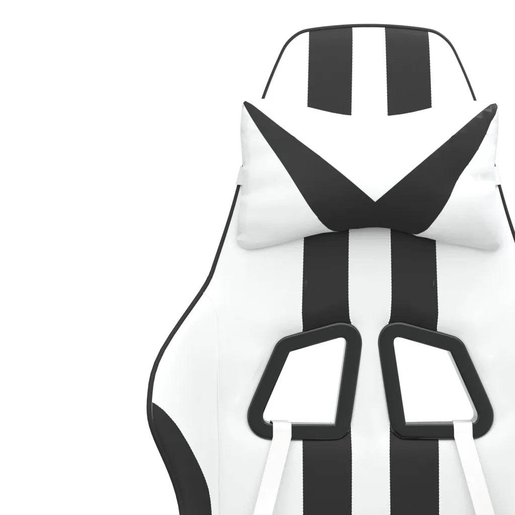 Sedia da Gaming Girevole Poggiapiedi Bianco e Nero Similpelle 349541
