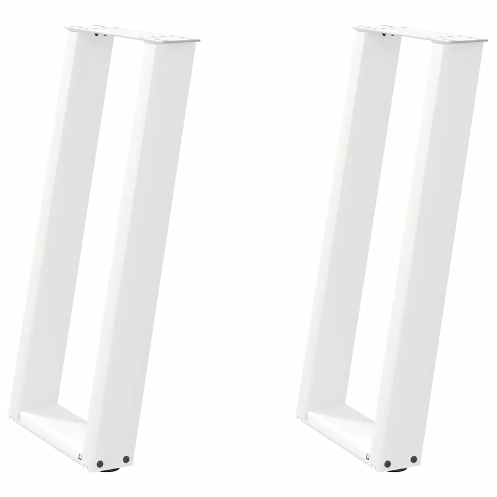 Set di 2 gambe per tavolo consolle a forma di U angolate 28 x 72-73 cm con piedini livellatori in acciaio verniciato a polvere bianco 02_0057060