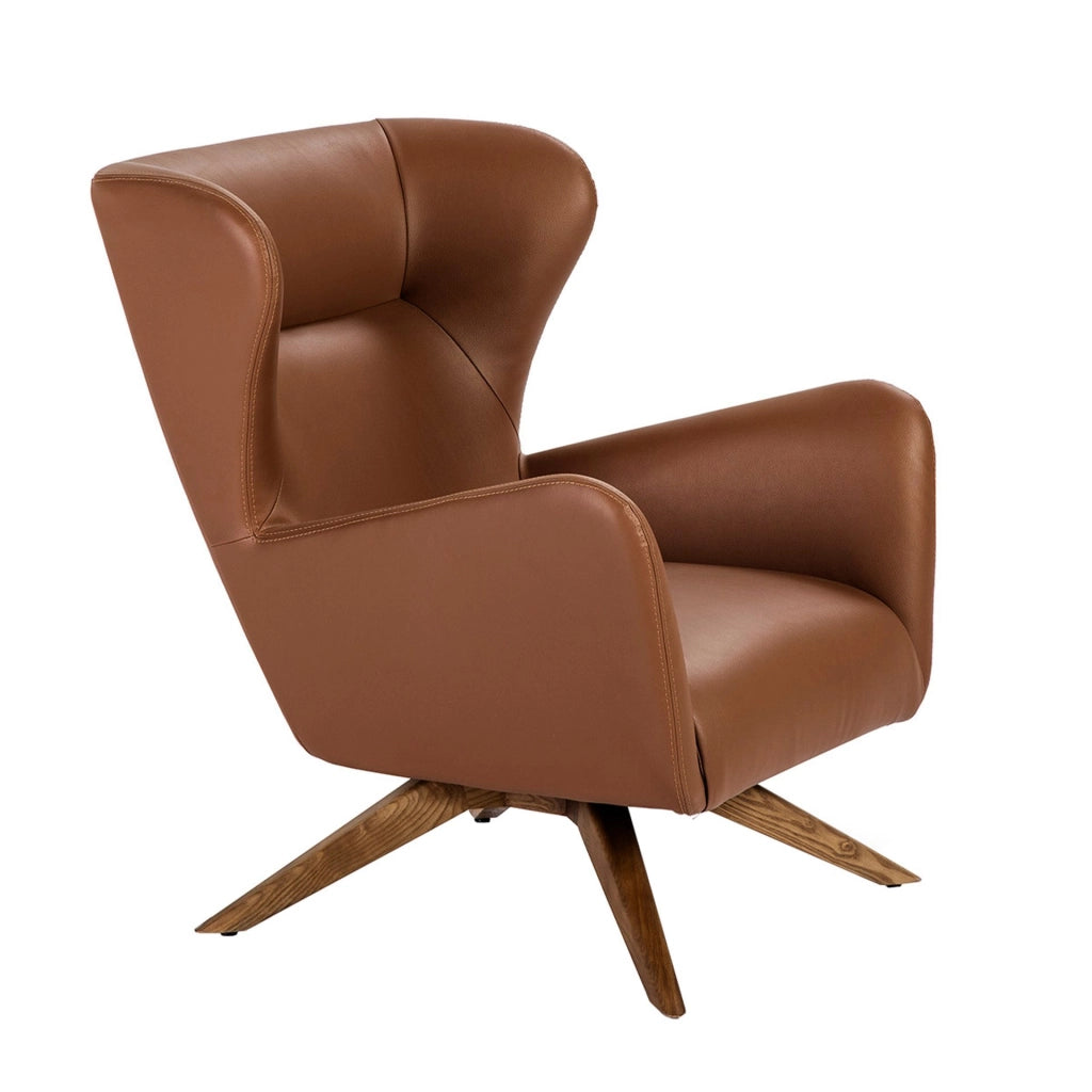 Poltrona girevole in ecopelle marrone