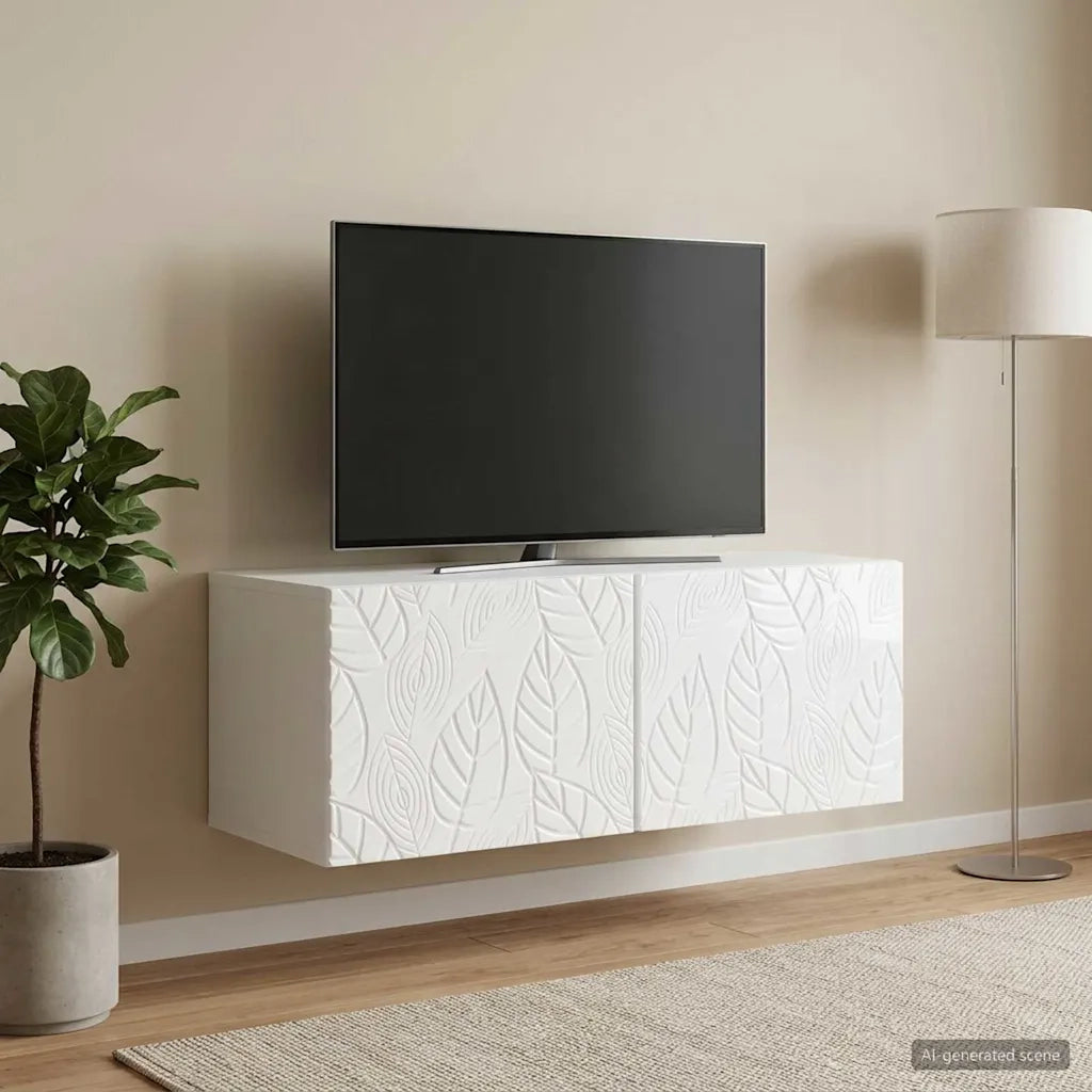 Mobile Porta TV da Muro 59,5 x 41 x 30 cm Bianco Lucido 898849