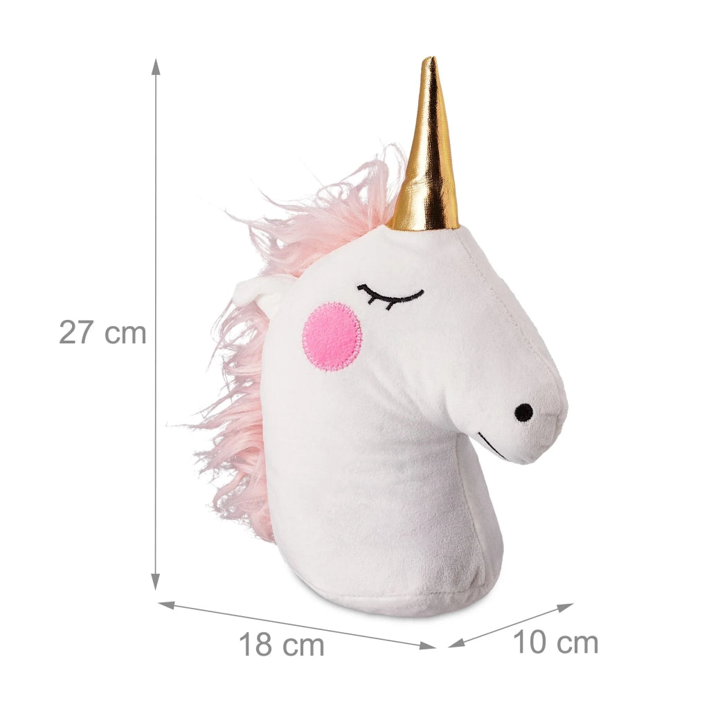 Fermaporta decorativo unicorno design carino 20 x 15 x 10 cm in tessuto bianco 13_0013479