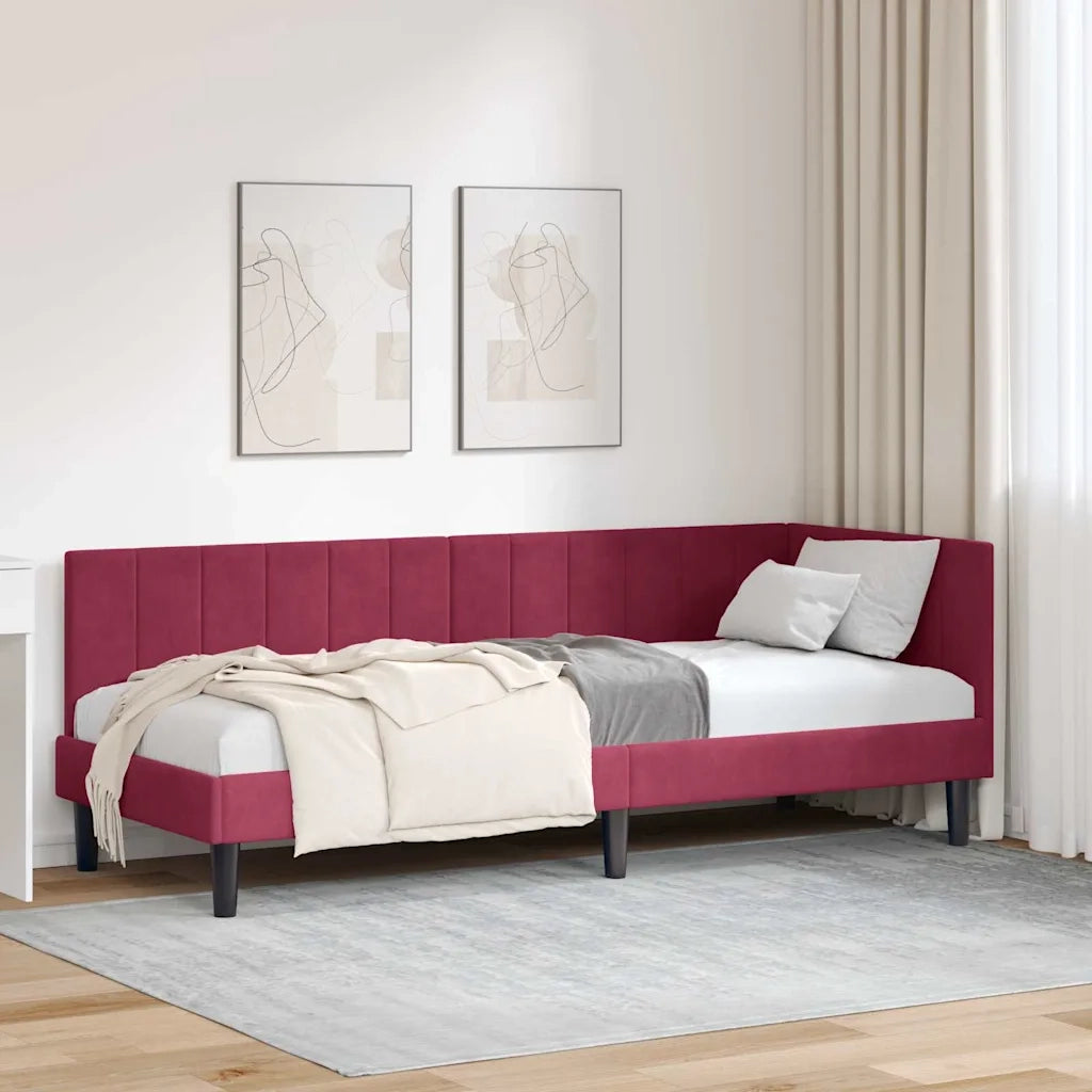 Cornice del letto ad angolo Rosso Vino 80 cm x 200 cm Velluto 42016332