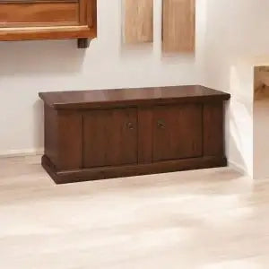 Cassapanca in legno arte povera mod Veronica con 2 ante colore noce scuro