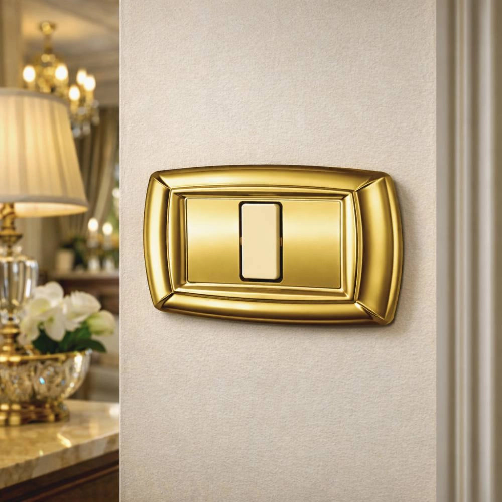 Placca elettrocanali tondò oro in tecnopolimero di alta qualità *** numero posti 1 posto, confezione 1