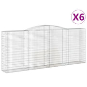 Cestini gabbioni recinzione a gabbia muro di contenimento ad arco 6 pezzi 400 x 50 x 160/180 cm ferro zincato argento 02_0041054
