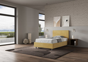Letto 1 Piazza e Mezzo 110x190 cm con Rete e Contenitore Adele Ocra