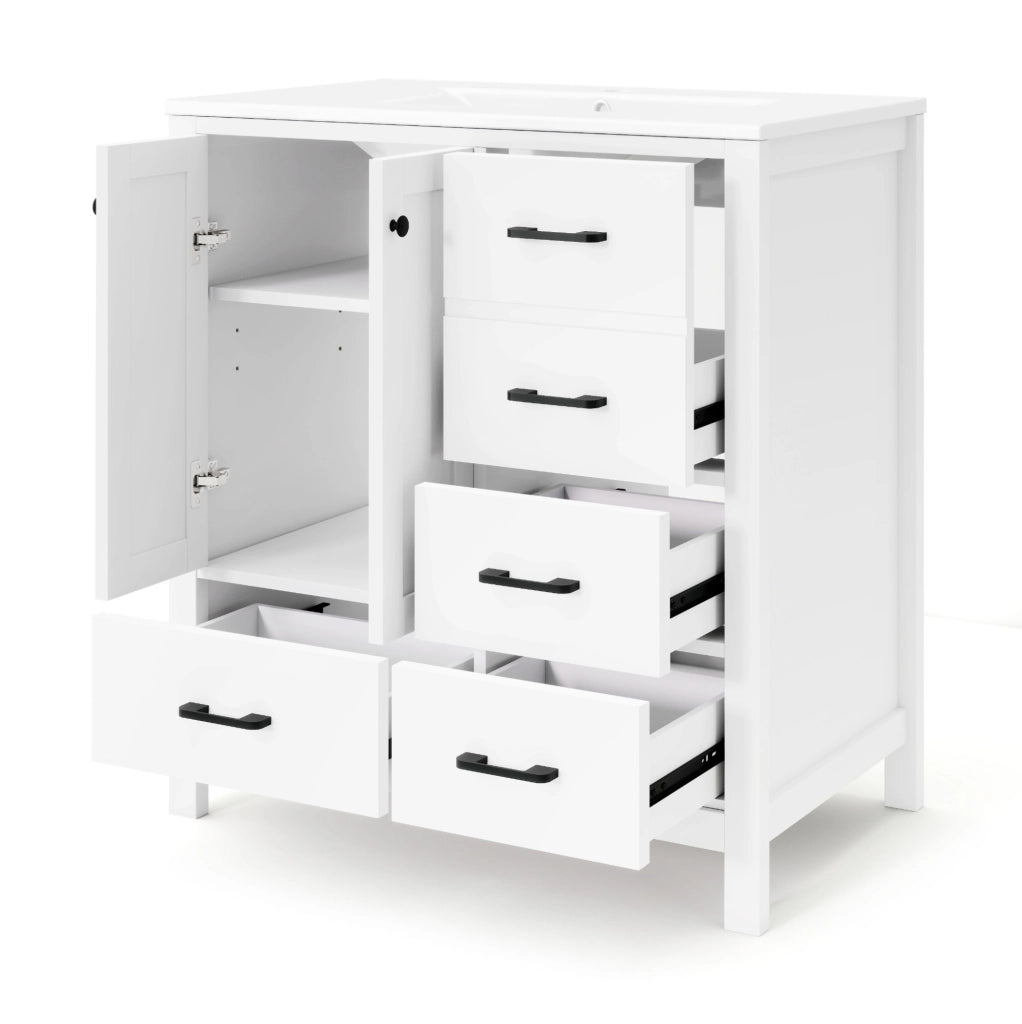 Mobile bagno freestanding 76x46x82 cm con lavabo in ceramica