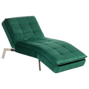 Chaise longue Velluto Verde Smeraldo capitonné Schienale e Gambe Regolabili Modern Glam