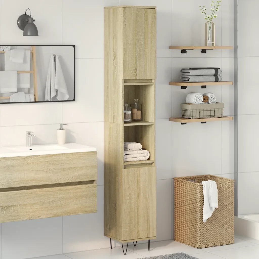 Armadietto da Bagno | Armadio da bagno Rovere Sonoma 30x30x190cm Legno Multistrato