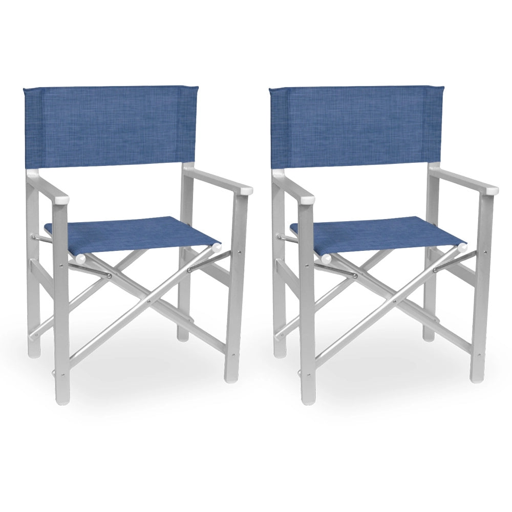 Sedia Regista Ketty in alluminio con seduta e schienale in textilene blu x 2