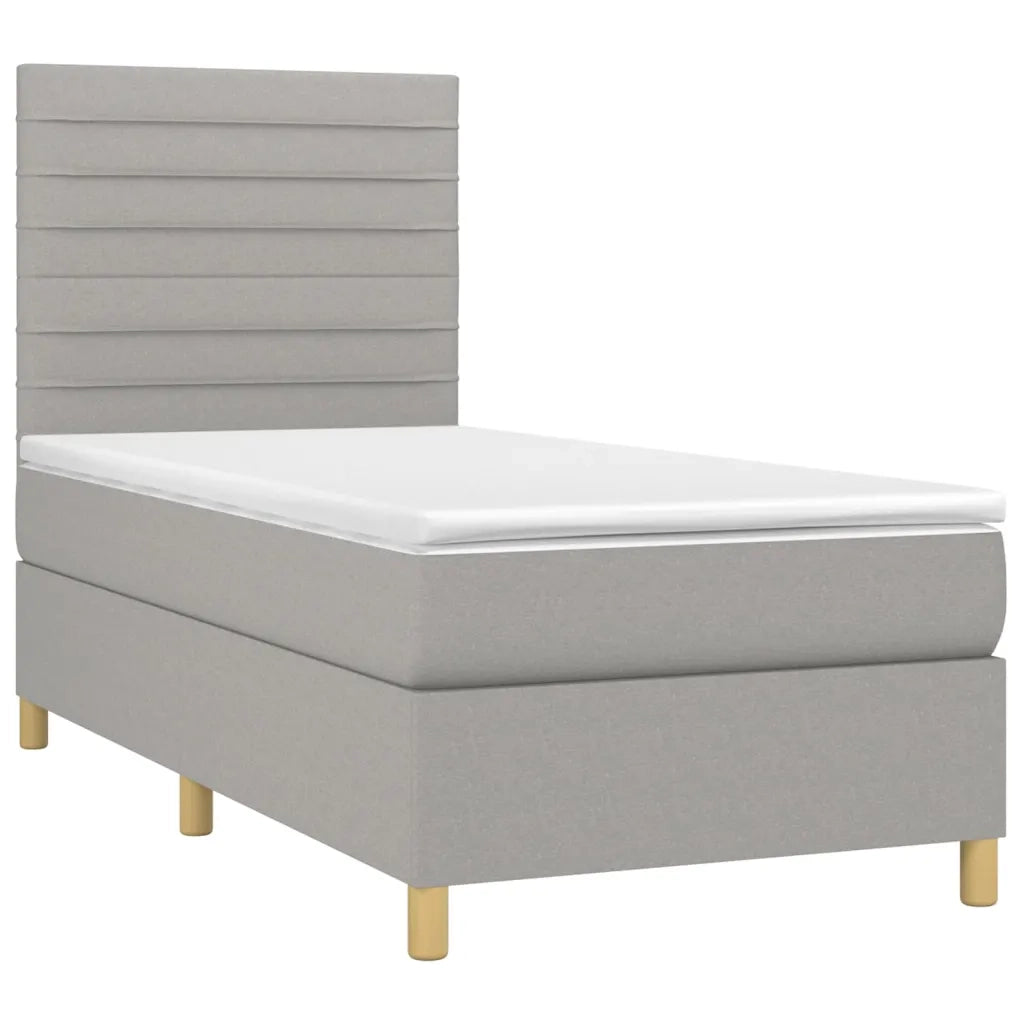 Letto a Molle Materasso e LED Grigio Chiaro 100x200 cm Tessuto 3135493