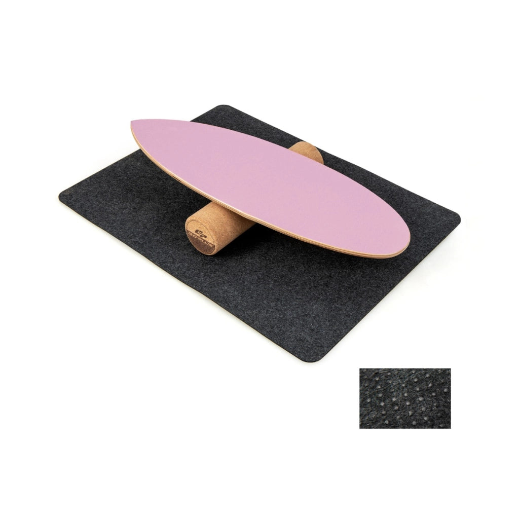 Tavola oscillante realizzata in legno di betulla e sughero, Balance board con rullo e copertura antiscivolo Rosa