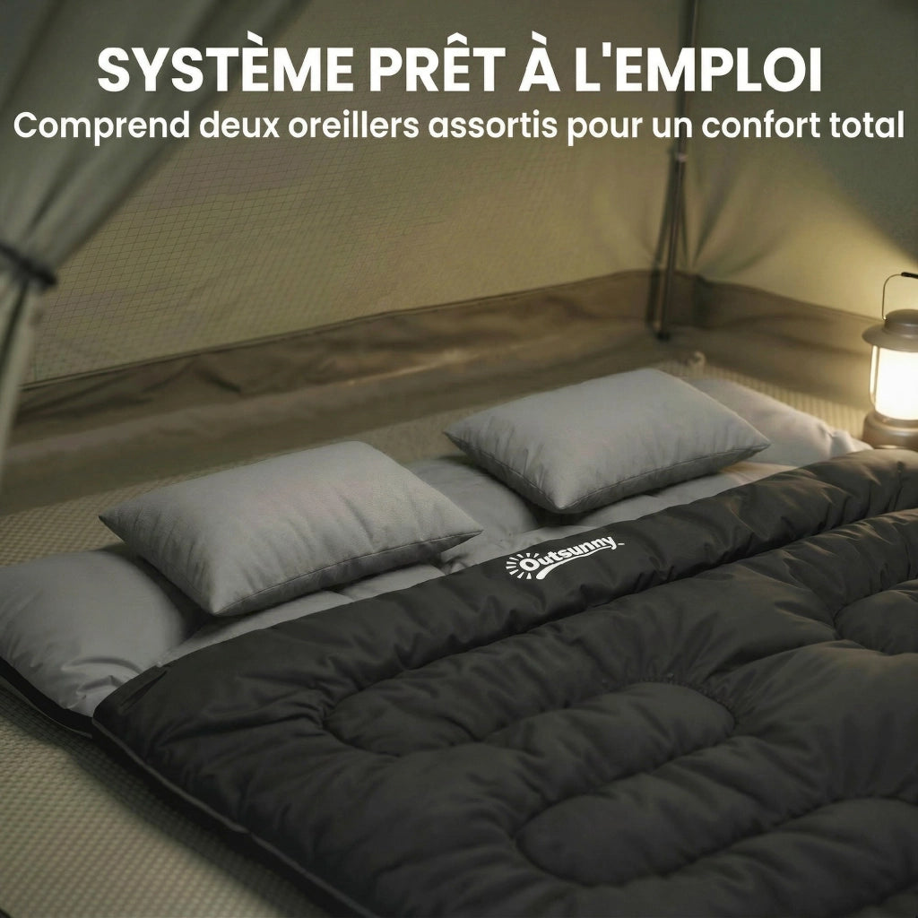 Letto Matrimoniale Sac de Couchage ¨C zephmum ¨C Nero, Tessuto, 220x160x10cm