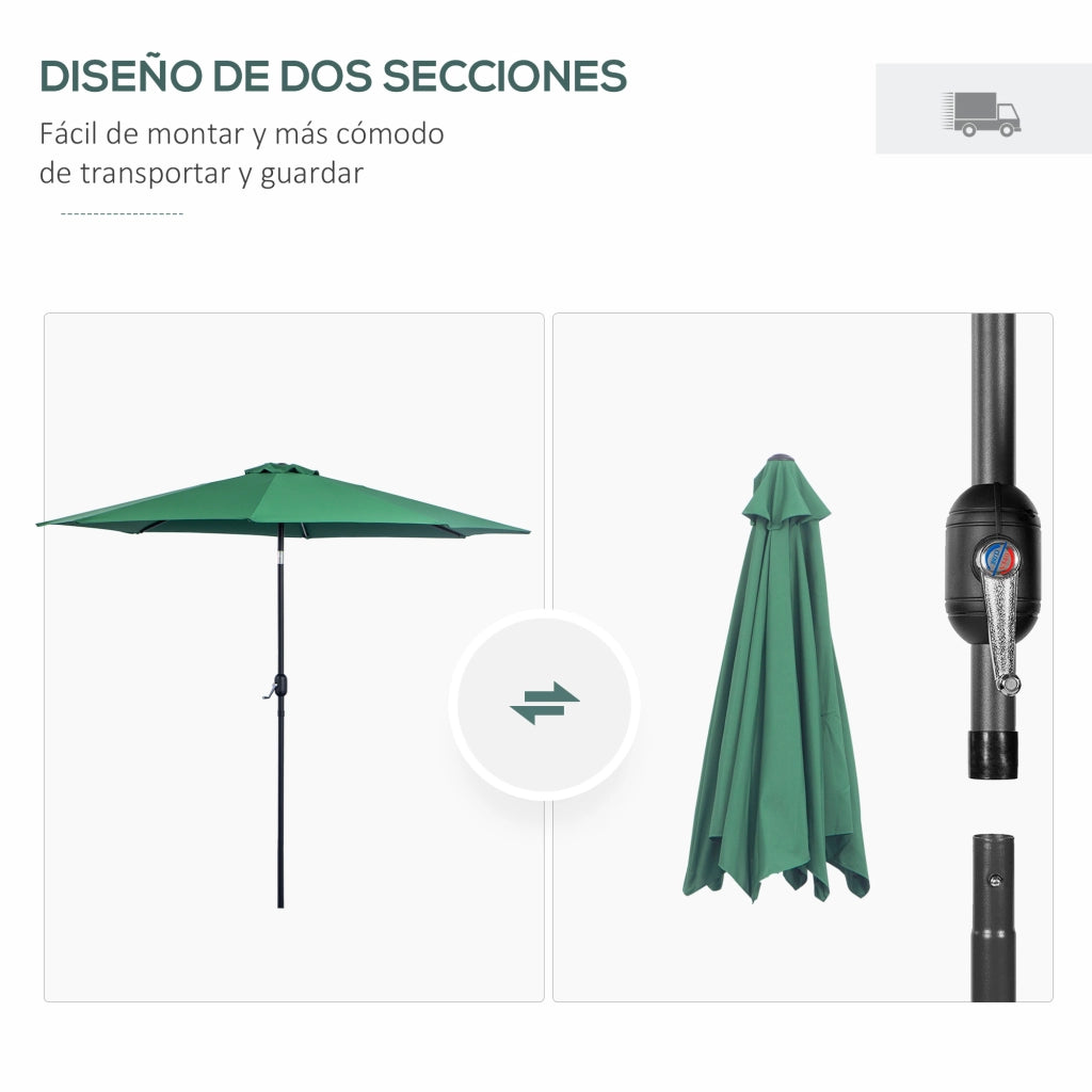 Ombrellone da Giardino con Manovella ¨C Xylo ¨C ?295 cm Verde Inclinabile