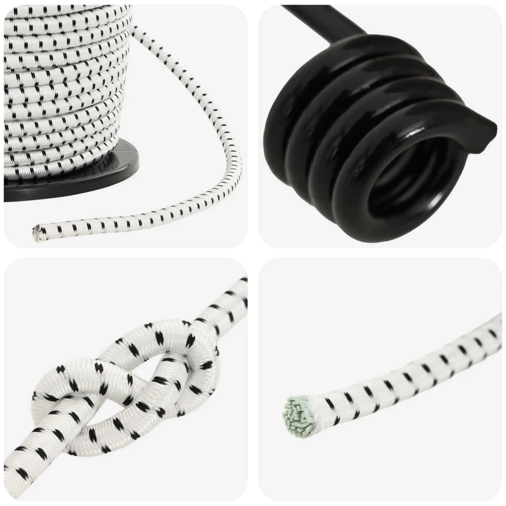 Corde Bungee con Ganci 10 mm 50 m Nero e Bianco PP e gomma 42047677