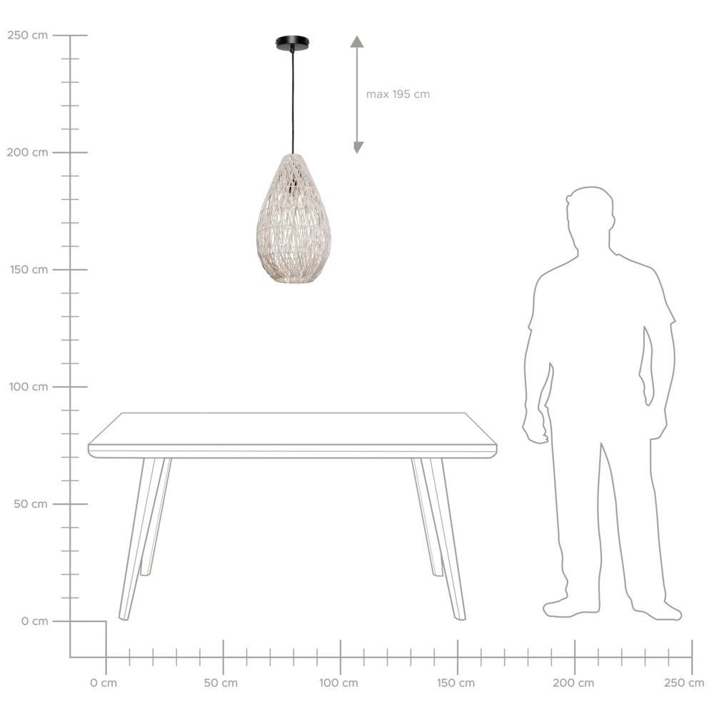 Lampada a sospensione con paralume in corda di cotone beige Japandi Stile naturale
