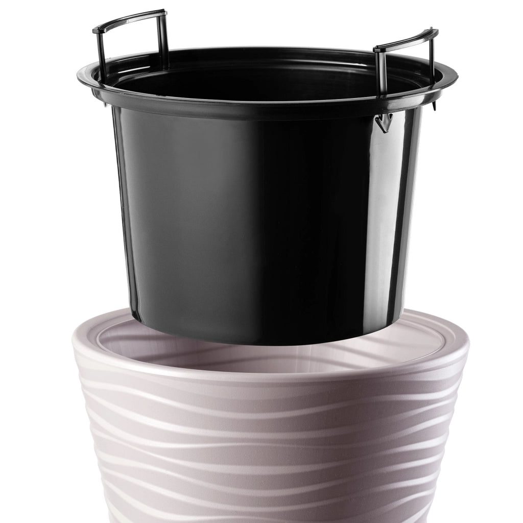 Vaso da fiori KADAX da 40 cm con coperchio e inserto, in plastica beige.