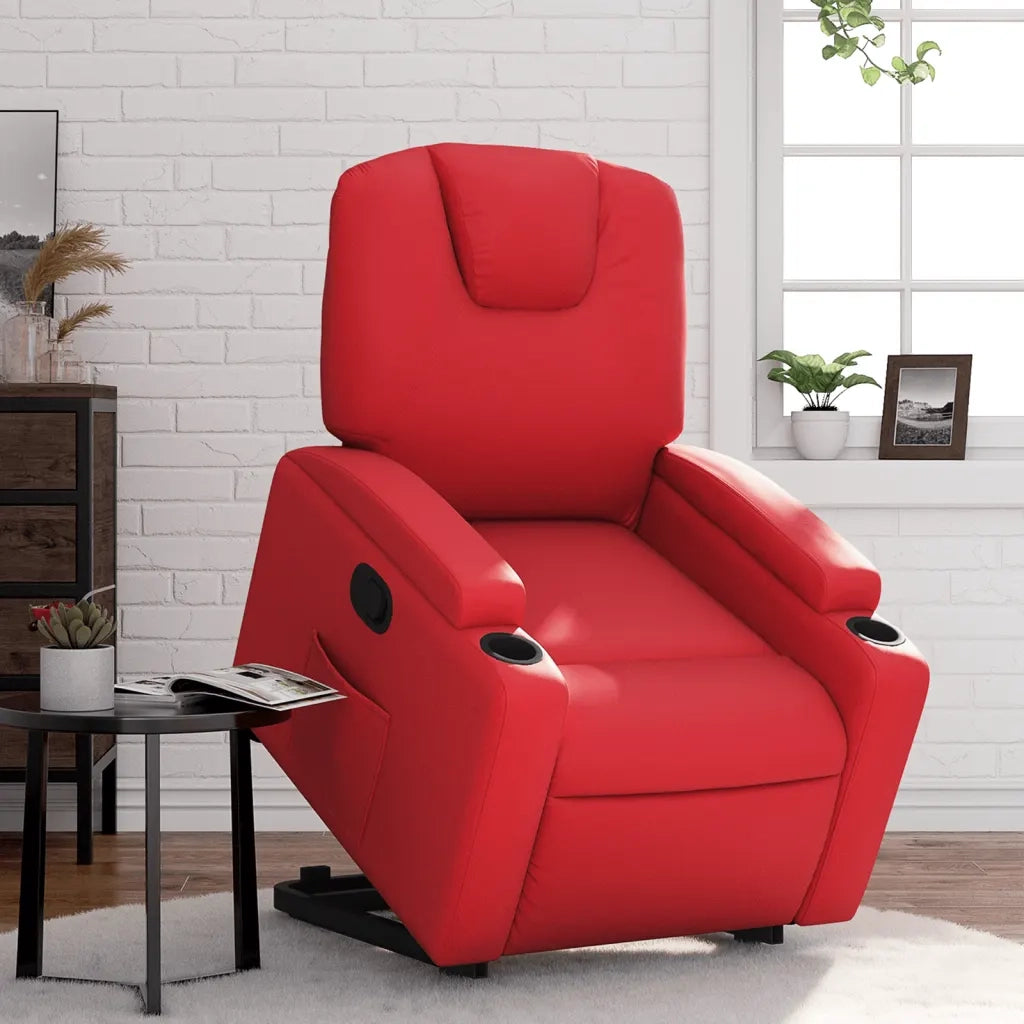 Poltrona Alzapersona Reclinabile Rosso in Similpellecod mxl 85092
