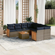 Set Divani da Giardino 9 pz con Cuscini Grigio in Polyrattan 3227510
