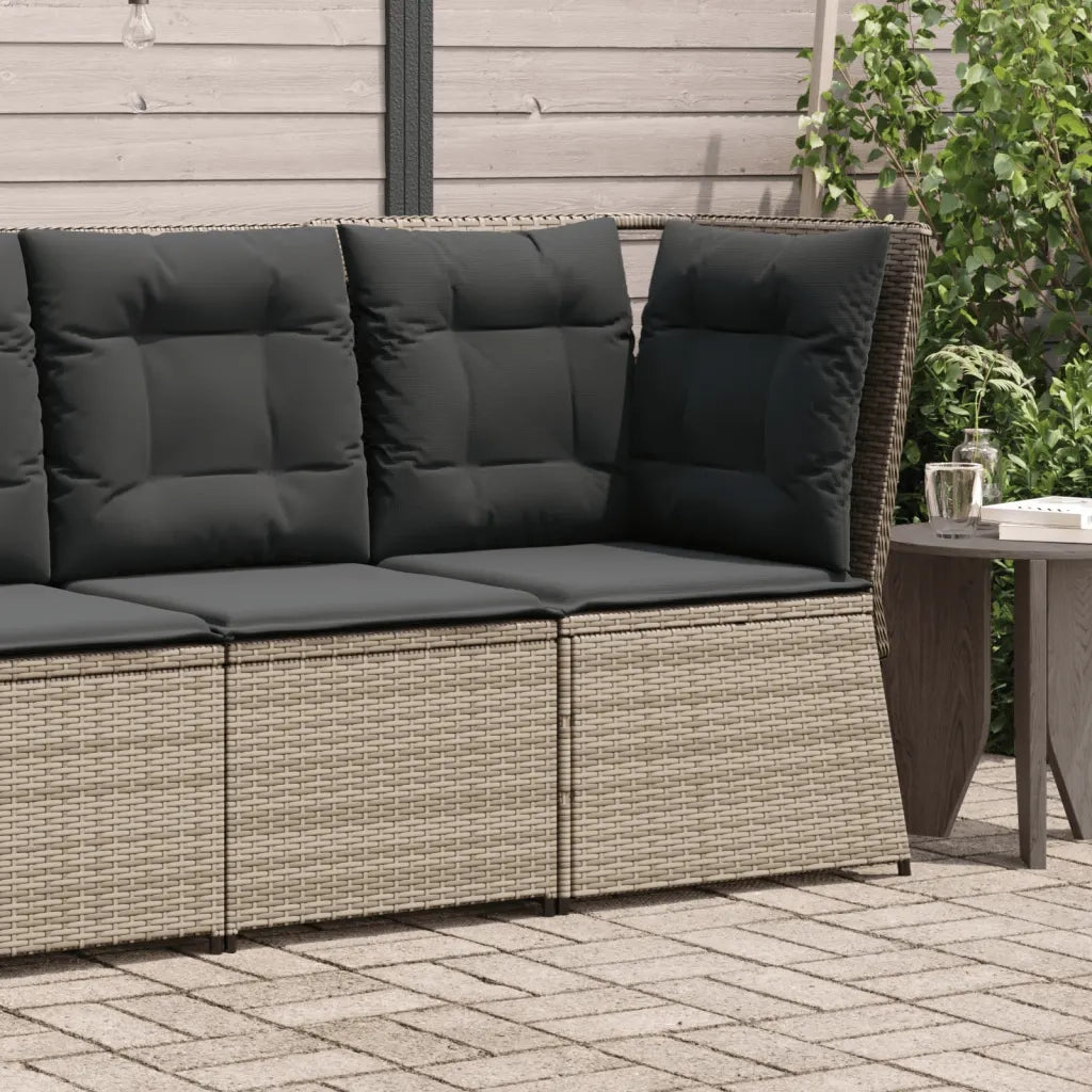 Divano Angolare da Giardino con Cuscini-Sofa da Giardino-Divanetto da esterno Grigio in Polyrattan 468630