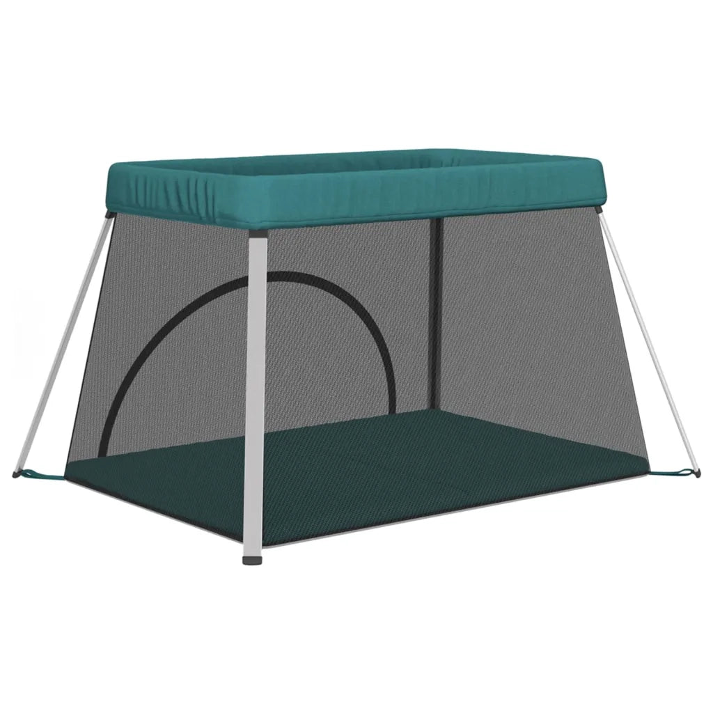 Box per Bambini con Materasso Verde Tessuto di Lino CFW9930161