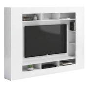 Sadali, Parete Attrezzata 7 Ripiani, 216x30.4x158.6h cm Bianco Lucido
