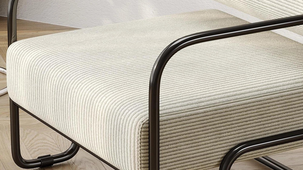 Poltrona Lounge ¨C Xylo ¨C Velluto a Coste, Struttura in Metallo Nero, 68.5x73x70.5