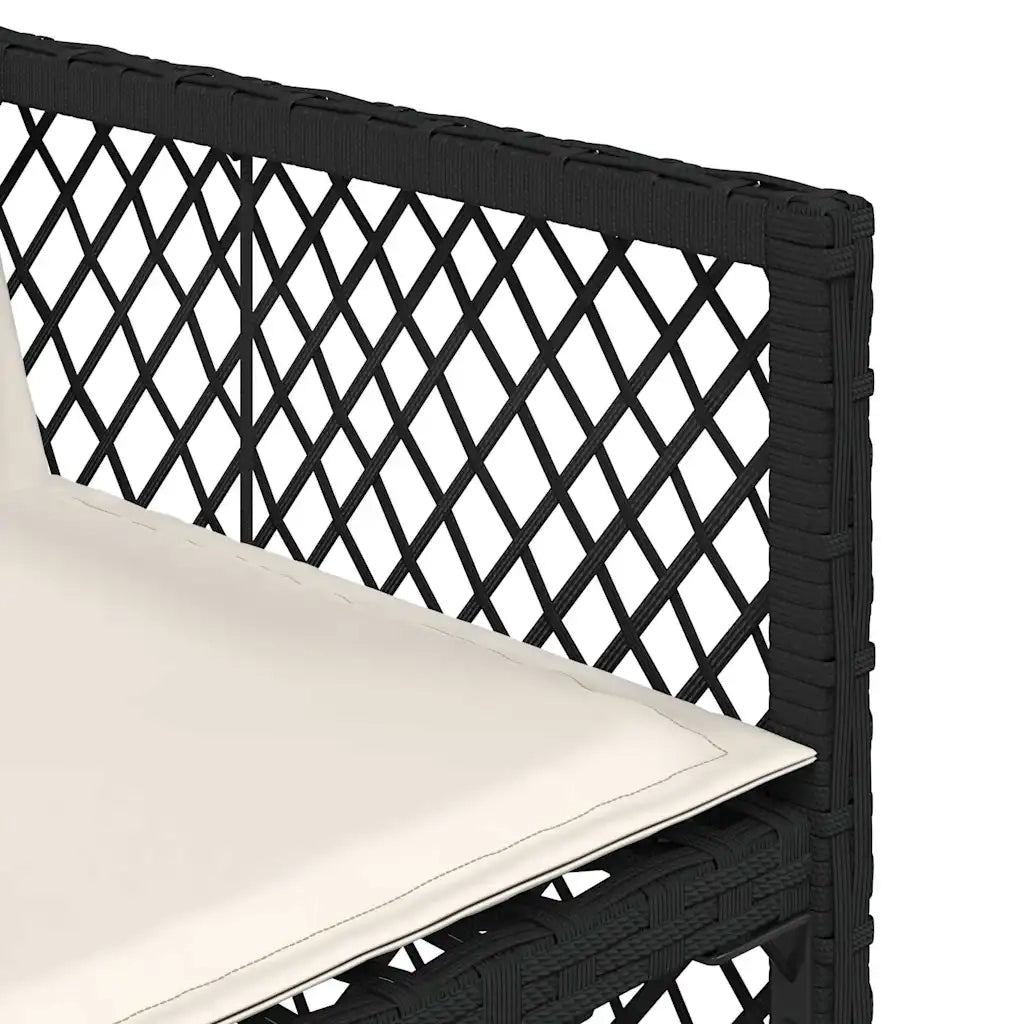Sedie da Giardino con Cuscini 4 pz Nere in Polyrattan