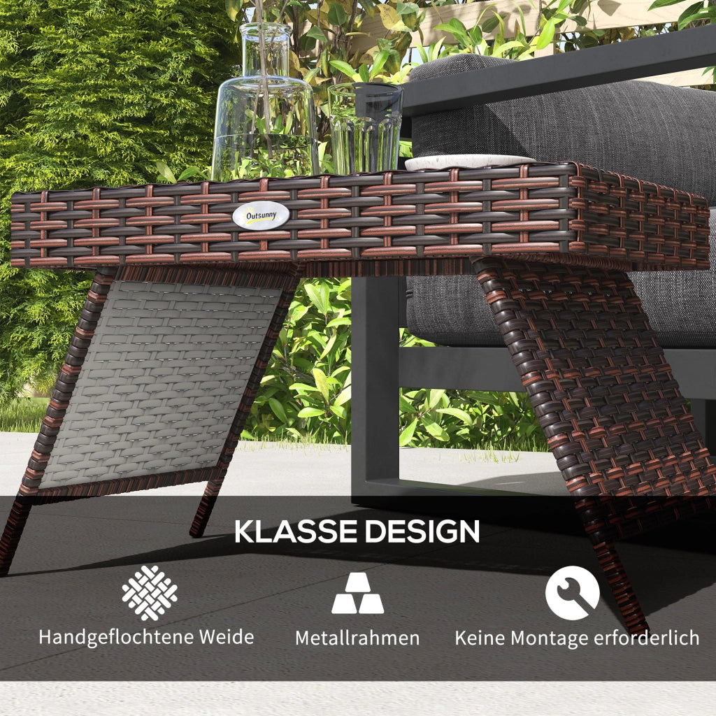 Tavolo da giardino pieghevole in rattan, resistente alle intemperie, marrone, 60x41x41 cm, ideale per balcone e terrazzo.