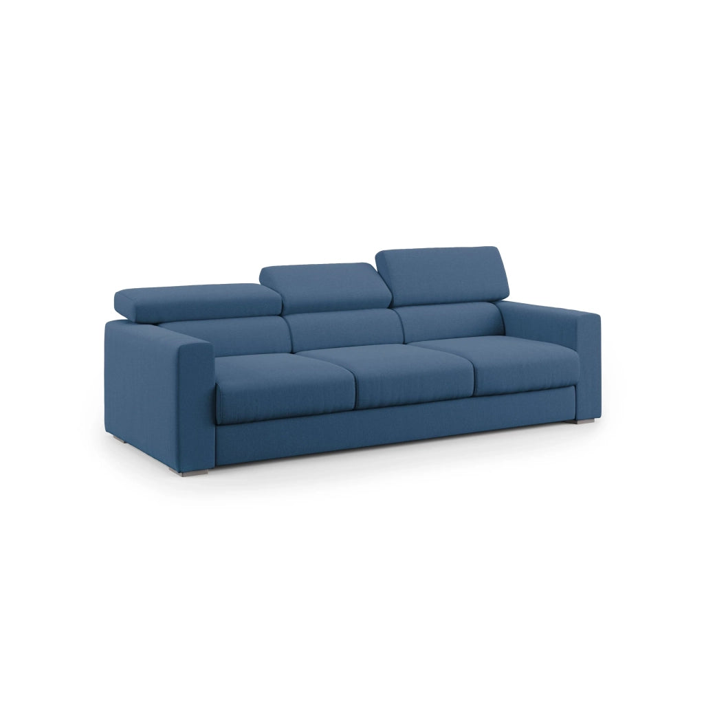 Dylan Divano a 3 sedute con estraibile a cassettone in tessuto simil cotone impermeabile T13 240 cm blu