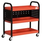 Carro attrezzi con 3 ripiani pannelli forati e ruote con freno ¨C zephmum ¨C 75x35x80 cm nero