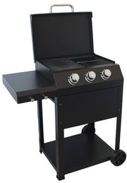 Barbecue a Gas 96x58x100 cm 3 Fuochi in Acciaio Miramar Nero