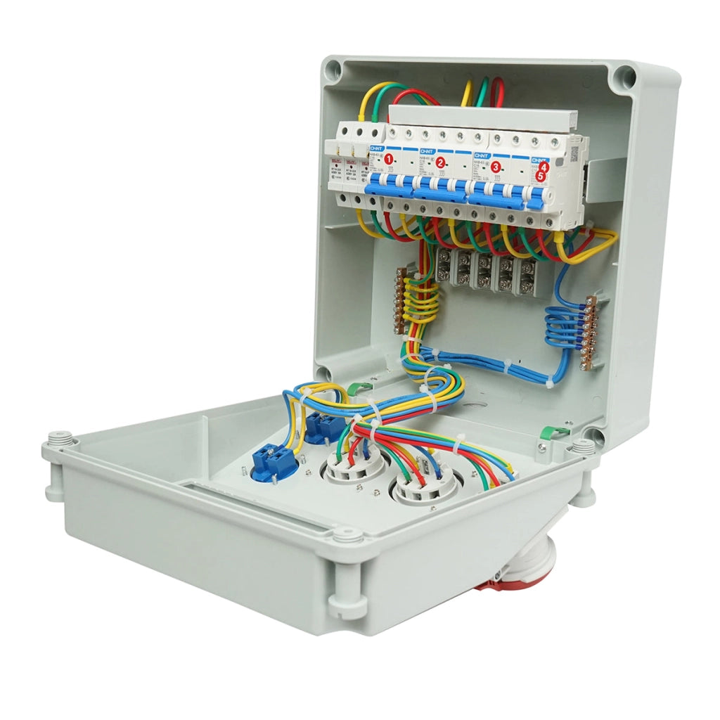 Pannello gruppo prese per organizzazione cantiere 2x230V/16A, 3x415V/16A, 330x330x170mm IP44/IP67 SUNTREE